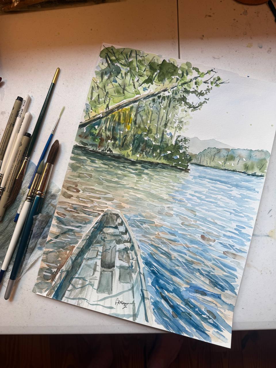 Lake Oolenoy By Boat - Original
